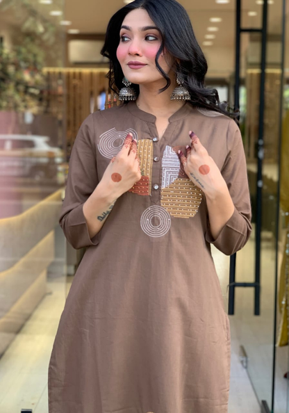 Earthy Chic Cotton Kurti Set – Modern Minimalism