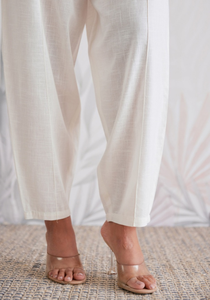 Ivory Aura – Cotton Flex Solid White Co-ord Set