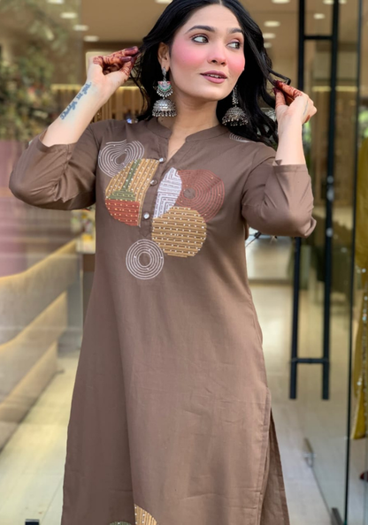 Earthy Chic Cotton Kurti Set – Modern Minimalism