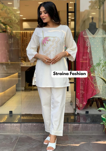 Signature Radiance Embroidered Cotton Kurta Set